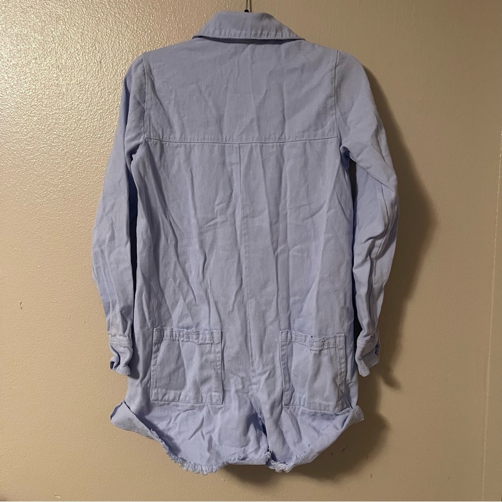 Light Blue Button-Front Romper - Women - Picture 7 of 7